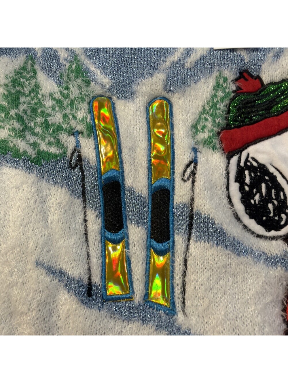 Women's Snoopy Christmas Sweater Holiday Peanuts Snow Ski Small NWT - Picture 3 of 10